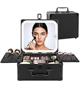 Relavel Makeup Bag with LED Mirror, Makeup Box Travel Train Case with Rechargeable Lighted Mirror...