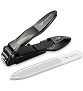 VANWIN Nail Clippers with Catcher, No Splash Fingernail Toenail Clippers with Sharp Curved Blade ...