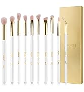 BEILI Eye Makeup Brushes 10Pcs Eyeshadow Brush Set Premium Pink Vegan Synthetic Eye Shadows Blend...
