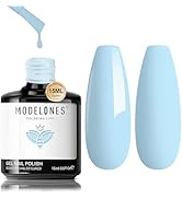 modelones Blue Gel Nail Polish, Pastel Baby Blue Gel Polish 15 ML Soak Off Soft Light Blue Nail P...