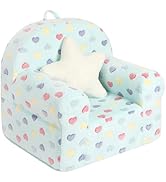 MOMCAYWEX Colorful Heart Kids Sofa with Star Throw Pillow, High Back Toddler Chair Glow in The Da...