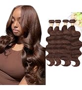 ALLRUN Brown Human Hair Bundles Body Wave 12 14 16 18 Inch Brown Bundles Human Hair 12A 100% Unpr...