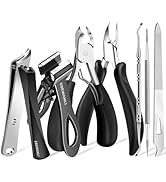 EBEWANLI Toenail Clippers for Seniors Thick Toenails, Curved Blade Angled Nail Clippers and Strai...
