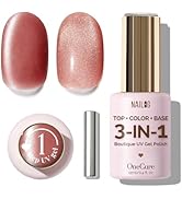 NAILOG Gel Nail Polish 12ml, Top Coat Color Gel Base 3 In 1 Formula Soak Off UV Cat Eye Gel Polis...
