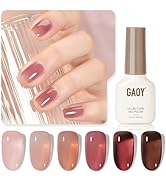 GAOY Rose Garden Jelly Gel Nail Polish of 6 Transparent Nude Red Pink Brown Colors Sheer Gel Poli...