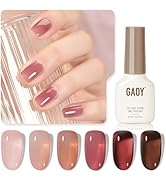 GAOY Rose Garden Jelly Gel Nail Polish of 6 Transparent Nude Red Pink Brown Colors Sheer Gel Poli...