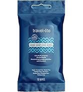 Travel Lite Hand Wipes 65% Ethyl Alcohol with Aloe Vera and Vitamin E, Lavender Scent 36 Packs of...
