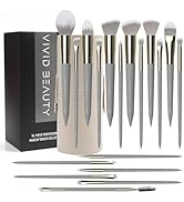 VIVID BEAUTY 18pc Makeup Brush Set with Luxuriously Soft Synthetic Hair, Wooden Handle, and Styli...