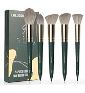 LULUCOLORS 5 pcs Soft Bristle Brushes with Wood Handles - Perfect for Makeup Artists, Beginners, ...