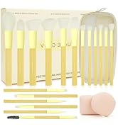Vivid Beauty 18pcs Colorful Makeup Brush Kit with White Sponges - Professional Makeup Brushes Set...