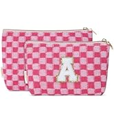 Wandering Nature Initial Makeup Bag Small Cosmetic Bag for Purse 2 Pack Personalized Zippered Pou...