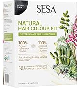 sesa Sesa Natural Hair Colour Kit - Organic Hair Colour - Ayurvedic Solution - Natural Black, 40m...