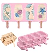 Sakolla Homemade Popsicle Silicone Molds Set, 3 PCS Ice Cream Molds with 150 Wooden Sticks for Ca...