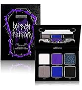Afflano Goth Eyeshadow Palette Purple Blue, Multichrome Chrome Blue Purple Matte Black White Grey...