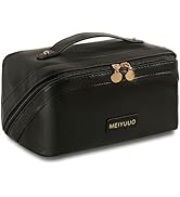 Makeup Bag Large Cosmetic Travel Bags for Women Essentials Wide Open Flat Toiletry Bag Make up Or...