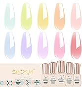 SHOYUM Jelly Pastel Gel Nail Polish Set 10Pcs Candy Colors Collection,Translucent Spring Summer n...