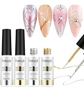 Fcozpjk Gold And Silver Gel Nail Polish 4PCS Metallic Liner Nail Art Polish Mirror Chrome Effect ...