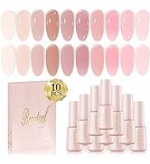 Larvall Beautpal Jelly Gel Nail Polish Set Nude Gel Polish Kit Milky Nude Sheer Pink Soak Off UV ...