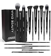 VIVID BEAUTY 18pc Makeup Brush Set with Luxuriously Soft Synthetic Hair, Wooden Handle, and Styli...