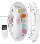 haakaa Happii Bear Baby Nail File Electric Nail Trimmer with LED Light, Rechargeable Baby Nail Cl...