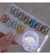 White Pearl Chrome Nail Powder for Gel Nails Clear Glazed Donut Mirror Effect High Gloss Nail Gli...