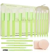 Vivid Beauty 18pcs Colorful Makeup Brush Kit with White Sponges - Professional Makeup Brushes Set...