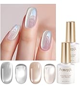 Fcozpjk Cat Eye Gel Nail Polish, 2PCS 8ml Glass Cat Eye Gel Nail Polish Translucent Nude Jelly Na...