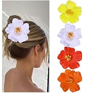 Vodolo Hawaiian Flower Hair Clips for Women,4Pcs 3.5 Inch Artificial Flower Clips,Plumeria Hibisc...