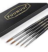 Kolinsky Sable Miniature Paint Brushes, Fuumuui 5pcs Professional Detail Fine Paint Brushes for C...