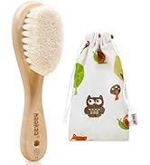 haakaa Wooden Baby Hair Brush for Newborns and Toddlers Baby Brush Natural Soft Goat Bristles Hai...
