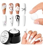 Gellen White Solid Builder Extension Gel, Hard Builder Gel for Nails Non Sticky to Hand, 3D Nail ...