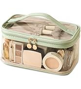 Large Clear Makeup Bag Big Travel Cosmetic Bag On-the-go Toiletry Bag with Handle Transparent Toi...