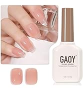 GAOY Sheer Nude Gel Nail Polish, 16ml Jelly Natural Pink Translucent Color 1301 UV Light Cure Gel...