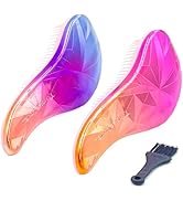 WYNK Detangling Hair Brush for Adults & Kids - 2 Pack Gradient Electroplating Hairbrush for Wet/D...