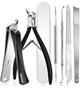 EBEWANLI Ingrown Toenail Removal Kit, 6PCS Stainless Steel Toe Nail Kit, Straight Edge Oblique an...