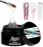 Solid Nail Glue Gel - BettyCora 3 in 1 Gel Nail Glue for Nail Tips Rhinestone Gel Glue for Nails ...