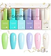 CANNI 6Pcs 9ml Hema-Free Gel Nail Polish Set- Green Blue Purple Pink Off-white Colors Gel Polish ...
