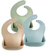 PandaEar Set of 3 Cute Silicone Baby Bibs for Babies & Toddlers (10-72 Months) Waterproof, Soft, ...