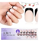 Gellen French Tip Press on Nails, Soft Medium Square French Gel Nails 150 Pcs, Classic Pink Frenc...
