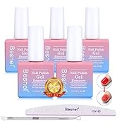 Besnel Gel Nail Polish Remover 5 Pack Professional Gel Polish Remover Non-Irritating Quick Easy，N...