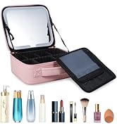 Layhou Makeup Bag with Mirror and Light Travel Makeup Train Case Cosmetic Organizer Portable Arti...