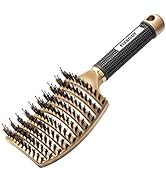 FIXBODY Boar Bristle Hair Brush - Curved & Vented & Oversize Design Detangling Hair Brush for Wom...