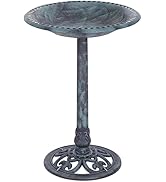 Epetlover 28 Inches Pedestal Bird Bath Feeders Antique Bowl with Stand Outdoor Garden Backyard Dé...