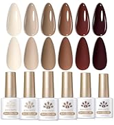 Born Pretty Gel Nail Polish 6 Colos,Nude Brown Skin Tone,Roasted Chestnuts Chocolate Gel Polish C...
