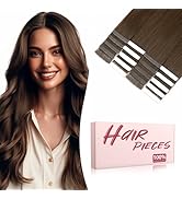 TESSHAIR Human Hair Tape in Extensions,Double Stitched Remy Human Hair Extensions Tape ins,No Tan...