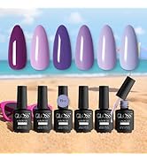 GLOSS Purple Gel Nail Polish Set | 6 Pcs HEMA Free Gel Polish with Purple, Blue, Violet, Dark Blu...