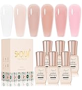 SHOYUM Nude Pink Gel Nail Polish Set- 6 Colors Sheer Milky White Jelly Gel Polish All Seasons Ski...