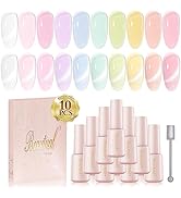 Beautpal Magnetic Jelly Gel Nail Polish Set 10PCS Semitransparent Pastel Gel Polish Colors Includ...