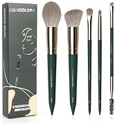 LULUCOLORS 5 pcs Travel Makeup Brush Set Dense Bristles, Soft Hair, Multifunctional, Perfect Make...