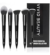VIVID BEAUTY 5pcs Face Makeup Brush Set - Premium Fine Hair Brushes with Foundation Brush for Liq...